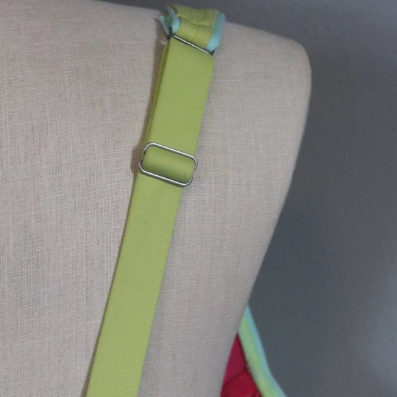 Lands’ End Squareneck Tankini Swim Top Plus Size 24W Underwire Sea Navy Lime - Picture 4 of 7